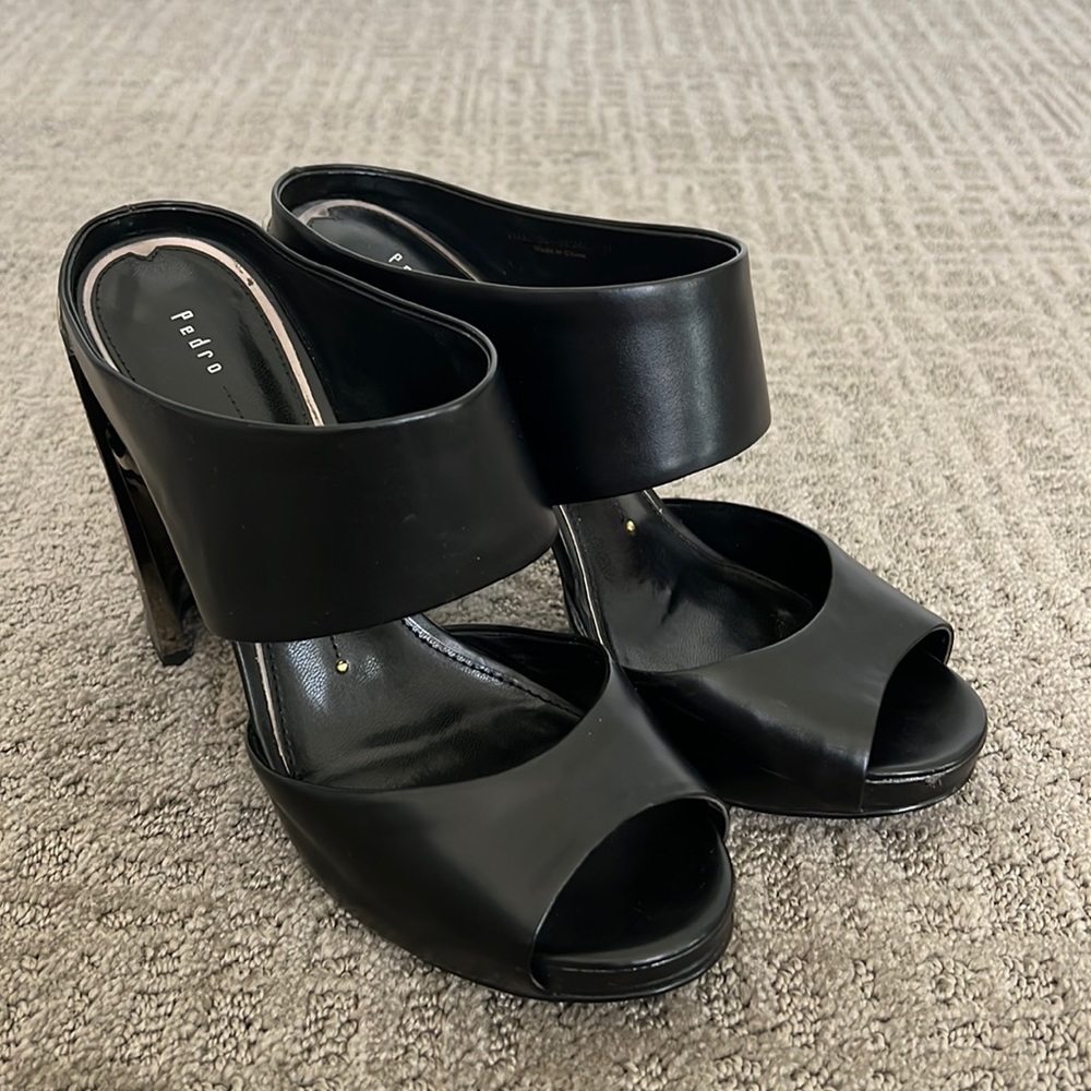 Pedro shoes heeled mules sandals block heel